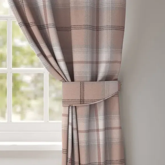 Check Curtain Tieback - Blush