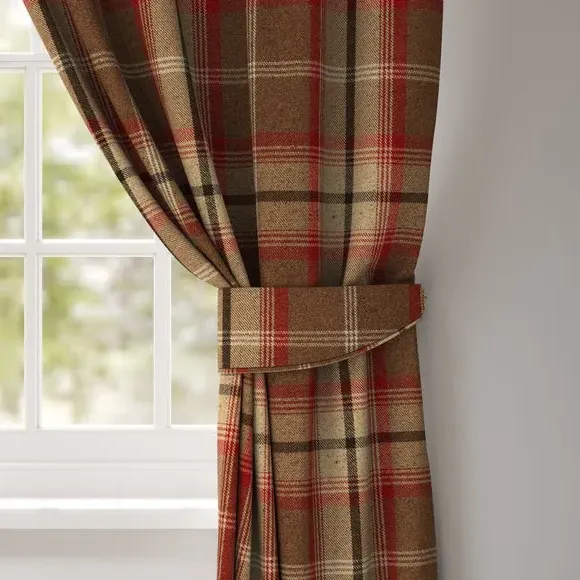 Check Curtain Tieback - Rosso