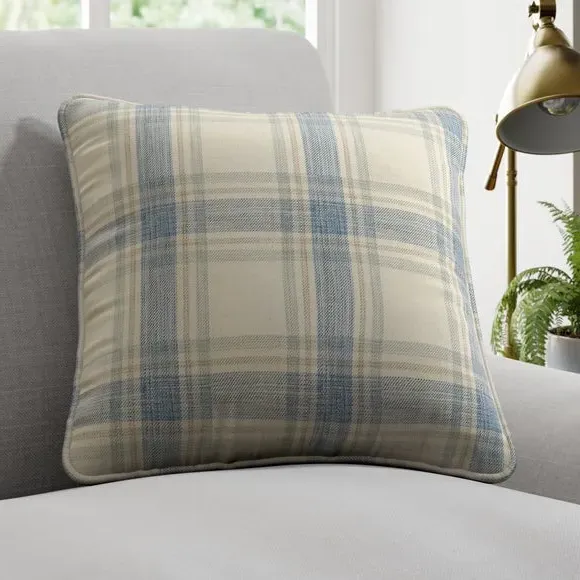 Check Cushion Cover - Duck Egg