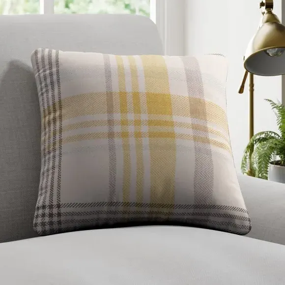 Check Cushion Cover - Ochre