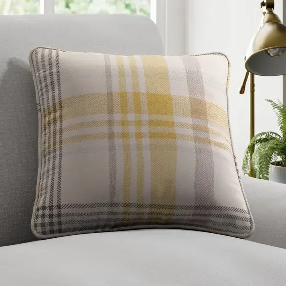 Check Cushion Cover - Ochre