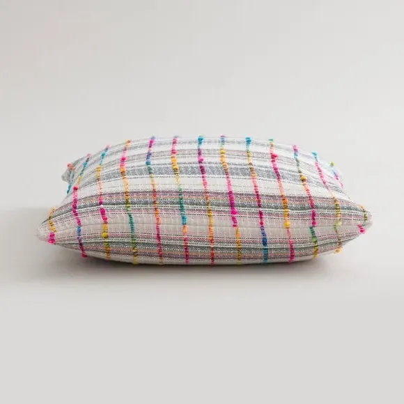 Check Cushion with Filling - Multicolor, Cotton