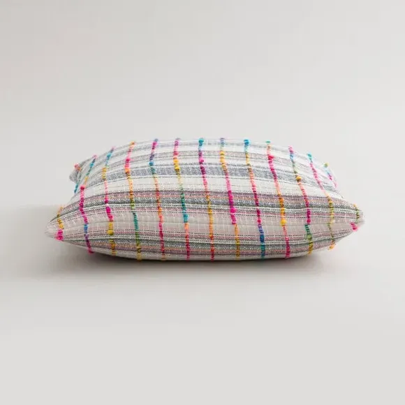 Check Cushion with Filling - Multicolor, Cotton