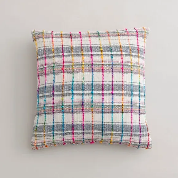 Check Cushion with Filling - Multicolor, Cotton image