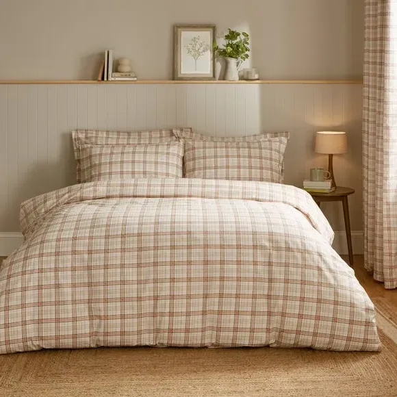 Check Duvet Cover & Pillowcase Set - Blush, Cotton