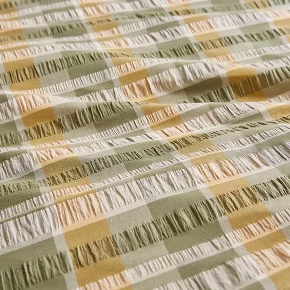 Check Duvet Cover & Pillowcase Set - Olive, Cotton