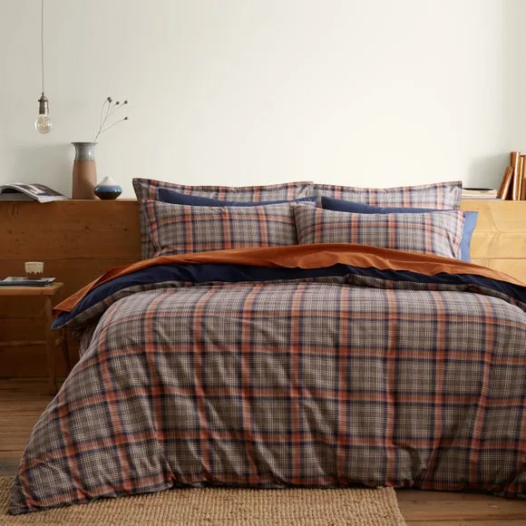 Check Duvet Cover Set - Navy, Cotton