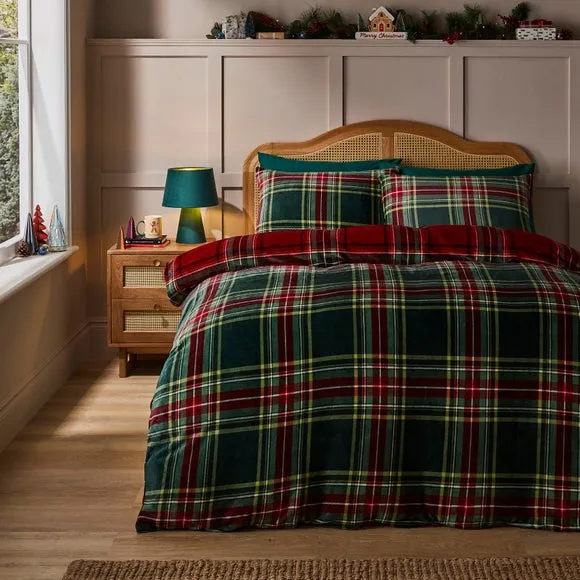 Check Duvet Cover Set - Red, Fleece