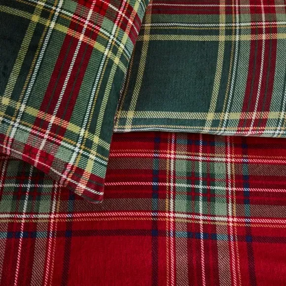 Check Duvet Cover Set - Red, Fleece