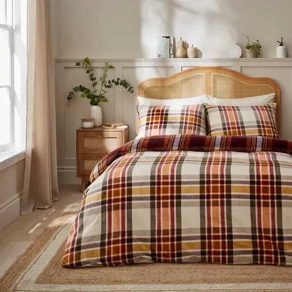 Check Duvet Cover Set with Pillowcase - Fleece