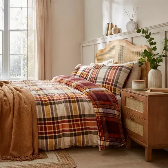 Check Duvet Cover Set with Pillowcase - Fleece