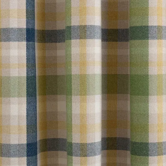 Check Eyelet Curtains with Lining - Green