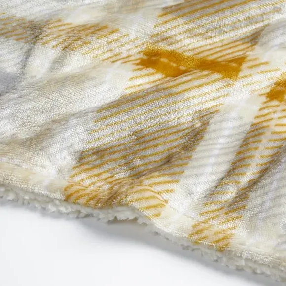 Check Sherpa Throw Blanket - Ochre, Sherpa