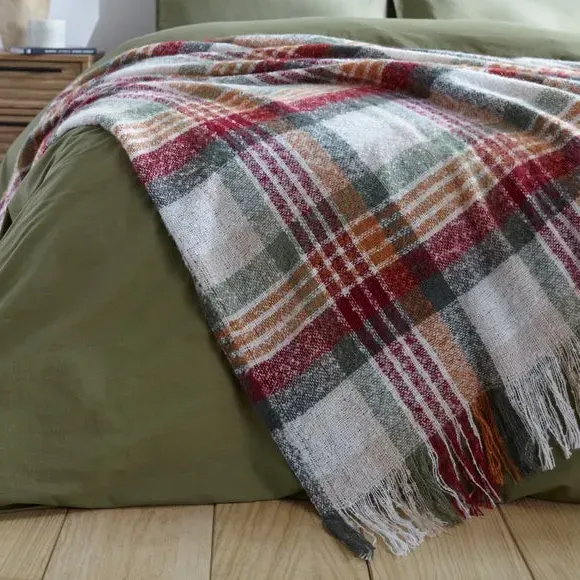 Check Throw Blanket - Green, Polyester