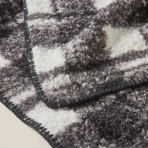 Check Throw Blanket - Grey, Sherpa
