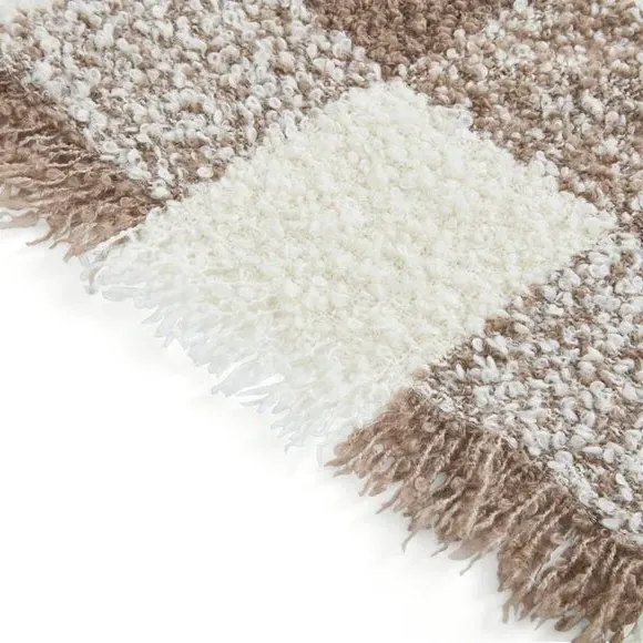 Check Throw Blanket - Mocha, Boucle Polyester