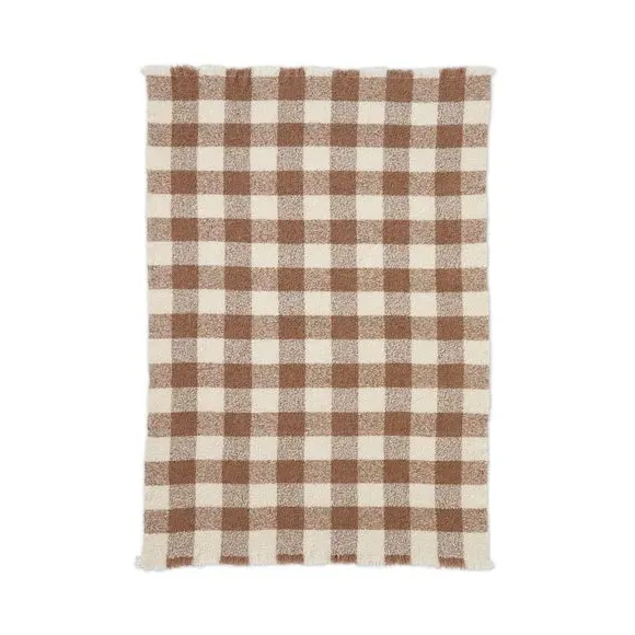 Check Throw Blanket - Mocha, Boucle Polyester