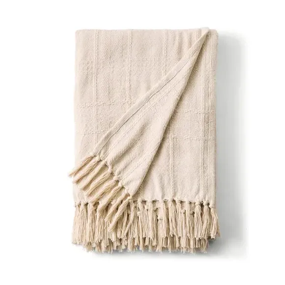 Check Throw Blanket - Natural, Cotton