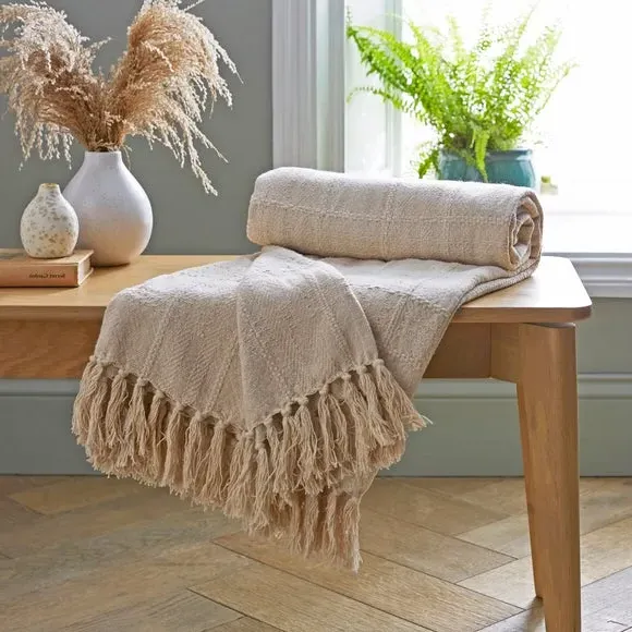 Check Throw Blanket - Natural, Cotton image
