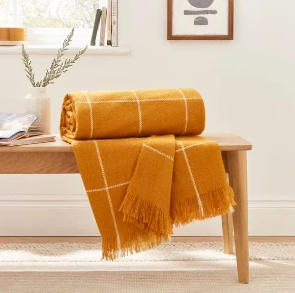 Check Throw Blanket - Ochre, Polyester image