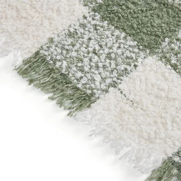 Check Throw Blanket - Sage, Boucle Polyester