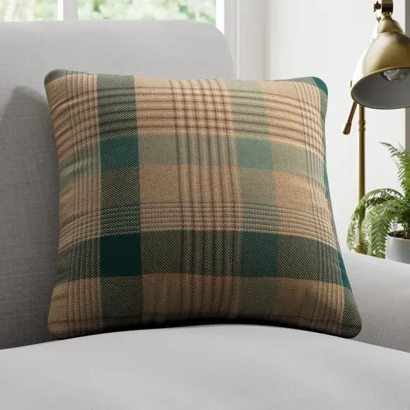 Checked Cushion Cover - Teal