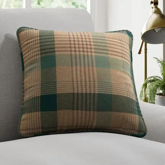 Checked Cushion Cover - Teal