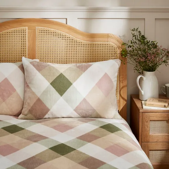 Checked Duvet Cover Set - Blush, Fleece
