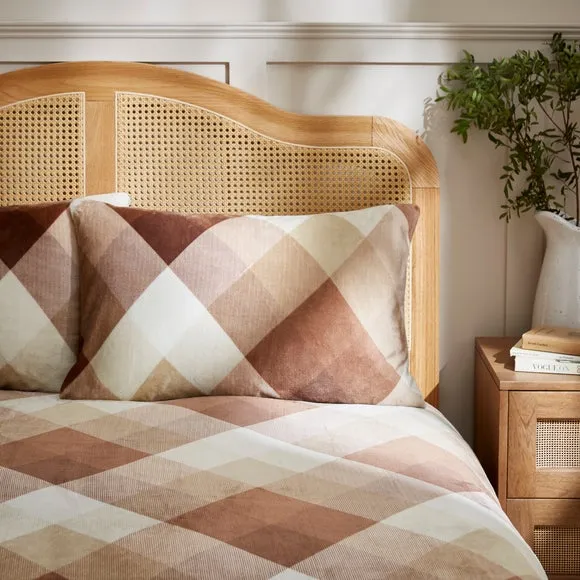 Checked Duvet Cover Set - Natural, Fleece
