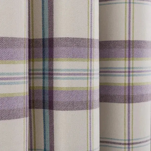 Checked Eyelet Curtains - Mauve, Recycled Fabric