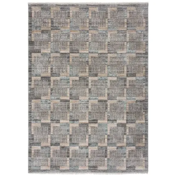 Checked Rug with Fringe - Natural