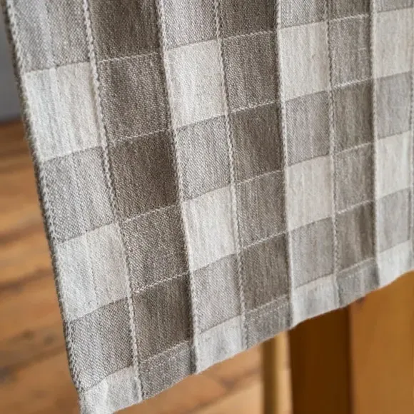 Checked Table Runner - Natural, Cotton