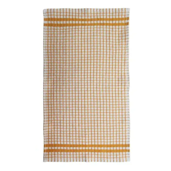 Checked Tea Towel - Ochre, Cotton Blend