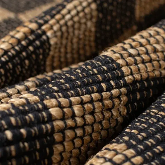 Checkerboard Area Rug - Black, Jute Cotton
