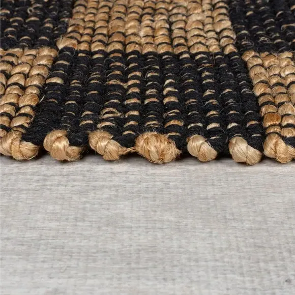 Checkerboard Area Rug - Black, Jute Cotton