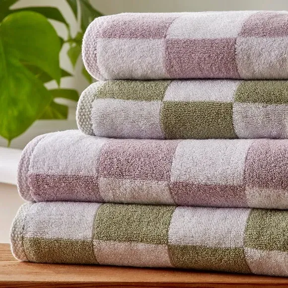 Checkerboard Cotton Towel - Sage