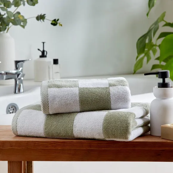 Checkerboard Cotton Towel - Sage image