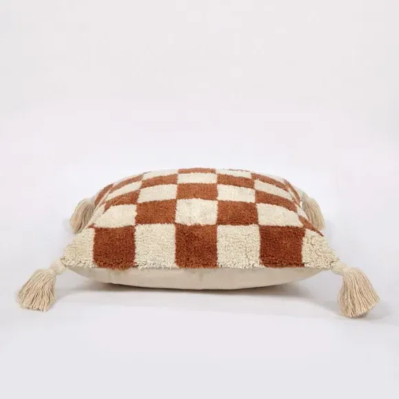 Checkerboard Cushion Cover - Butterscotch, Knitted