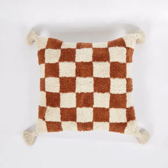 Checkerboard Cushion Cover - Butterscotch, Knitted