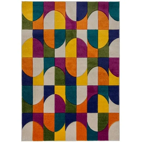 Checkerboard Rug Hand-Carved - Multicoloured