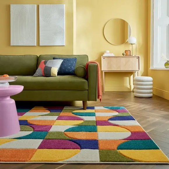 Checkerboard Rug Hand-Carved - Multicoloured image