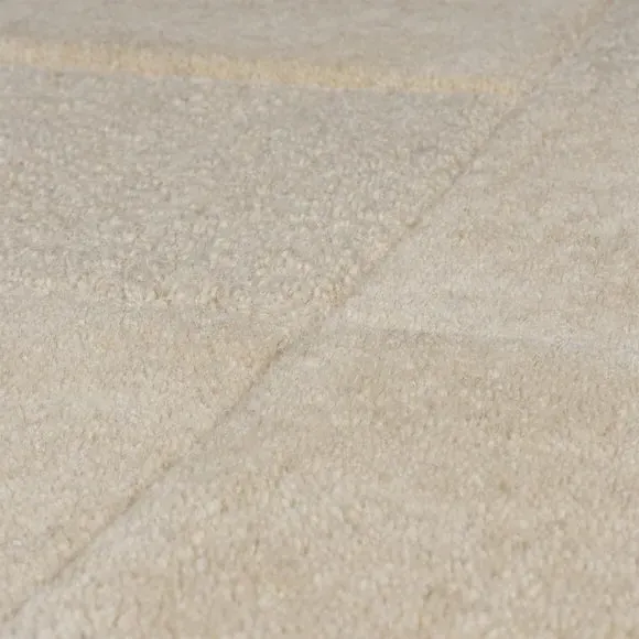Checkerboard Rug Hand Carved - Natural, Wool