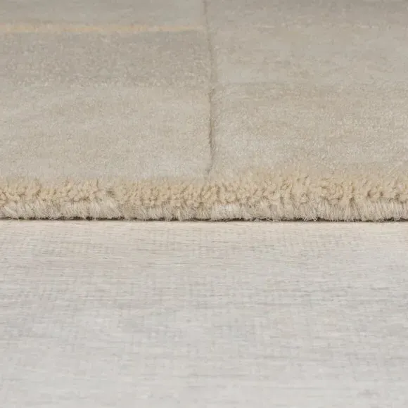 Checkerboard Rug Hand Carved - Natural, Wool