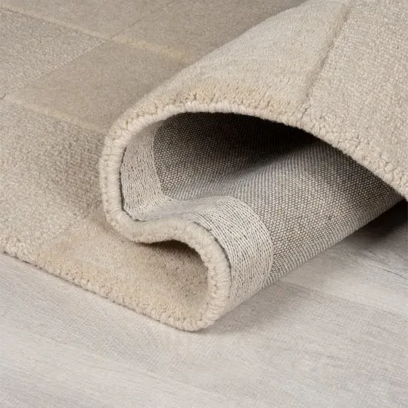Checkerboard Rug Hand Carved - Natural, Wool