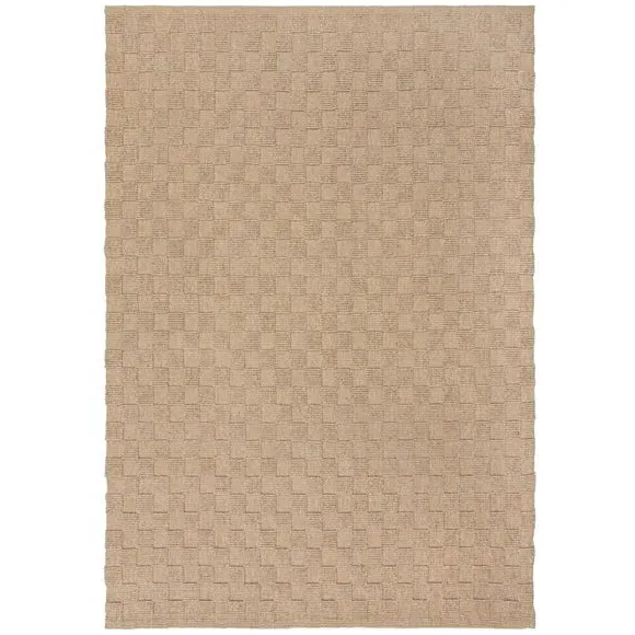 Checkerboard Rug with High-Low Pile - Natural