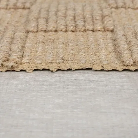 Checkerboard Rug with High-Low Pile - Natural