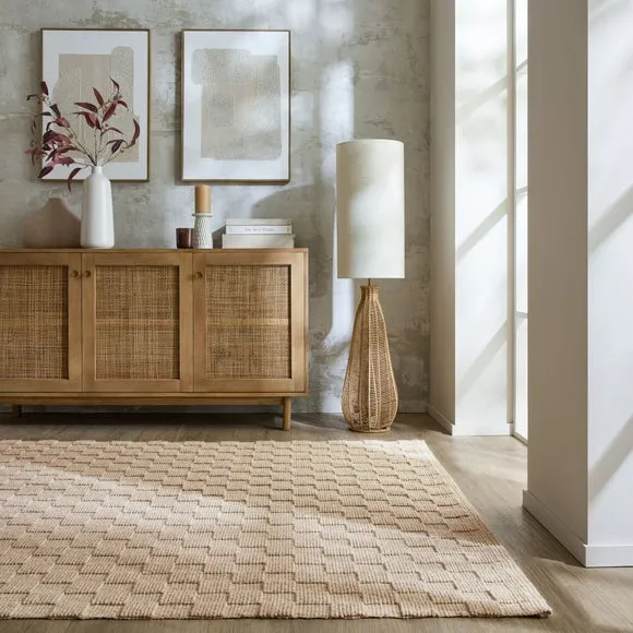 Checkerboard Rug with High-Low Pile - Natural image