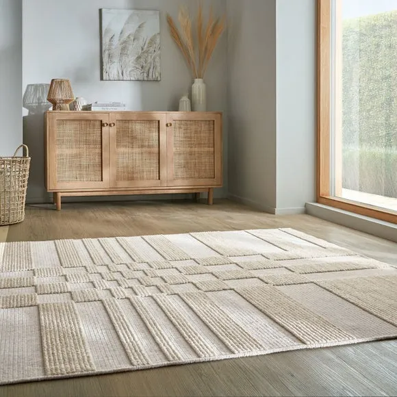 Checkerboard Washable Rug - Natural image