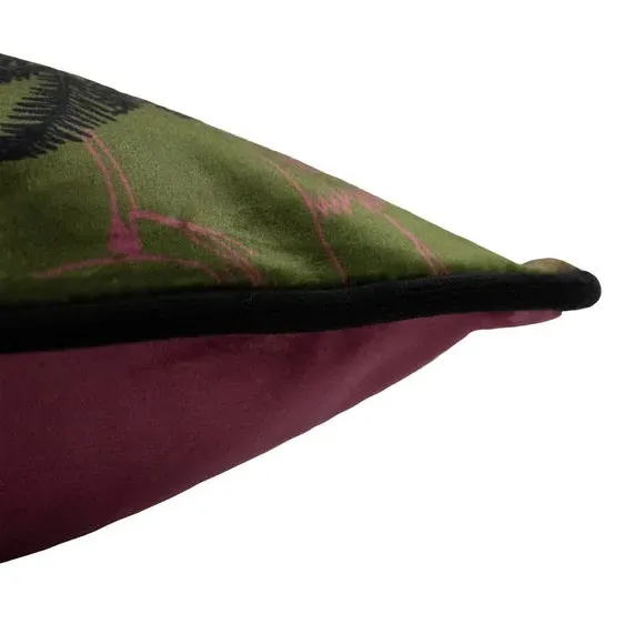 Cheetah Print Cushion with Piping - Khaki
