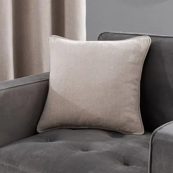 Chenille Cushion with Feather Fill - Natural